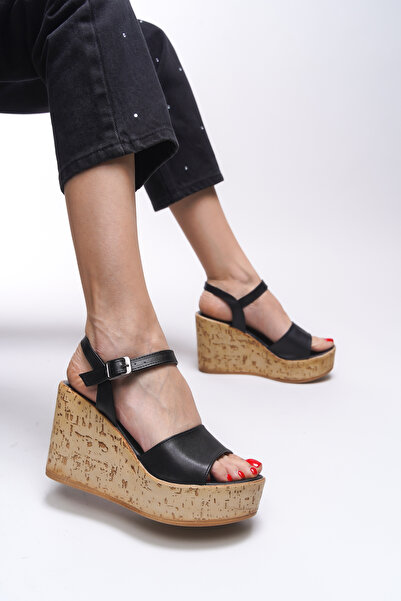 Riccon Avilthyl Women's Wedge Heeled Sandals Black 0012910