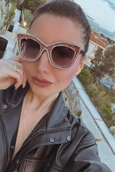 Melissa Boutique Women's Pink Imported Stone Coated Cat Eye Model Thick Bone ...