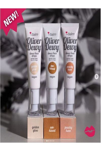 the balm Oliver Dewy Face Drops Illuminator Highlighter Peach-Gold-Suncolor
