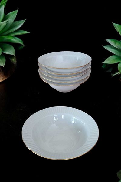 FARİKA 6-Person 15 cm Gilded Porcelain Soup Bowl