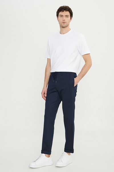ALTINYILDIZ CLASSICS Slim Fit Slim Fit Waist Tie Side Pocket Stretchy Casual Navy Blue Trousers