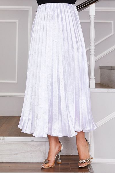 EBRUTESETTÜR Satin Sprinkled Stone Pleated Skirt
