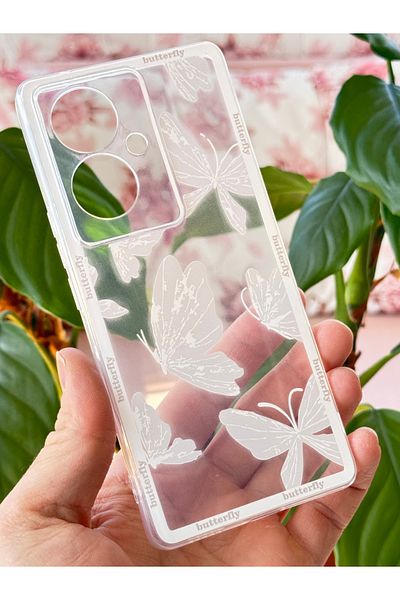 Fibaks جراب لهاتف Vivo V29 Lite 5G بتصميم فراشة شفاف وغطاء من السيليكون الناعم مع حماية للكاميرا