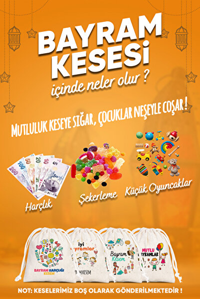 Pamusan Mutlu Bayramlar Bayram Harçlığı Kesesi 30'lu Paket - 10x13cm Boyutlarında