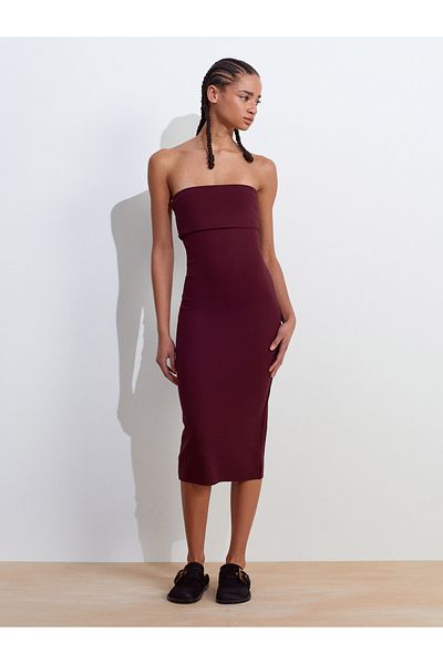 Dilvin Strapless Dress - Burgundy Model Number: 91422