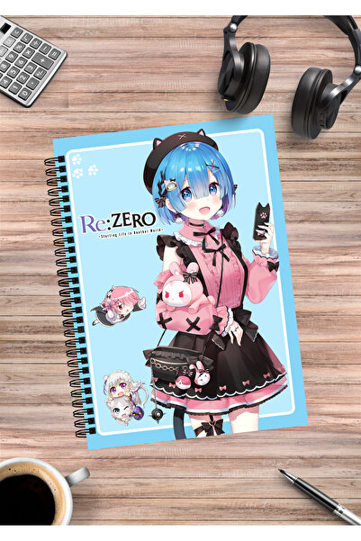 mertfigur Re Zero Rem Ram Emilia Anime Caiet cu spirală A5 (50 coli)