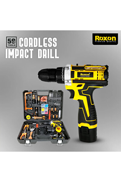 Generic مجموعة أدوات حفر من 59 قطعة، بطارية ليثيوم أيون 12 فولت، 1300 مللي أمبير/ساعة، 220-240 فولت 50-60 هرتز RX-12VCD