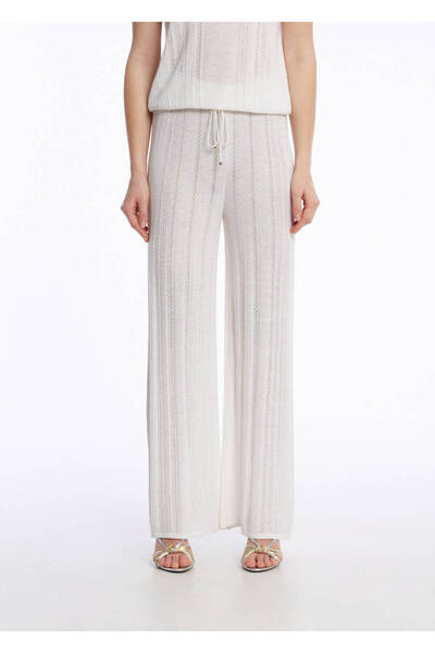 Knitss Ajur Örgü Beyaz Triko Pantolon
