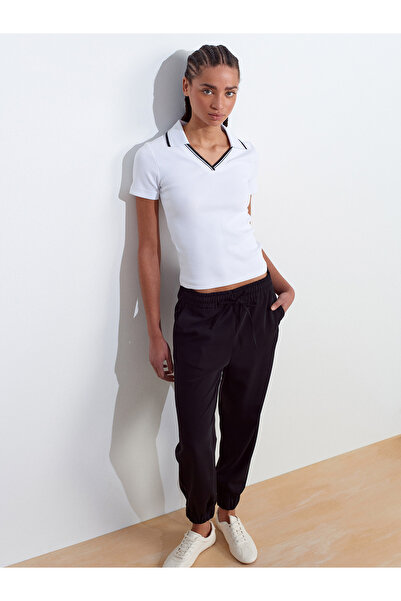 Dilvin 71608 Manşetli Jogger Pantolon-Siyah