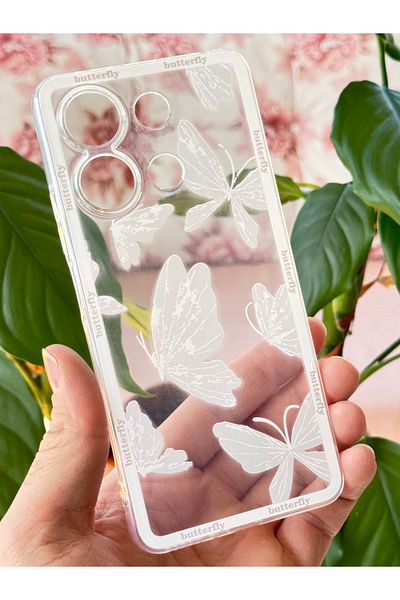 Fibaks حافظة لهاتف Xiaomi Redmi Note 13 Pro 5G بتصميم فراشة شفافة وغطاء ناعم لحماية الكاميرا