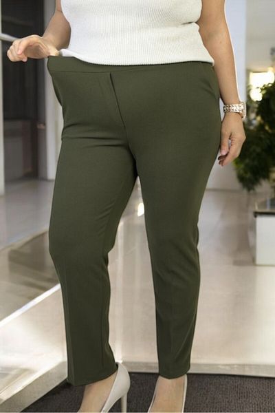 yagmurberen Full Lycra Without Closure Waist Elastic Double Crepe Fabric Large Size Pencil Pants