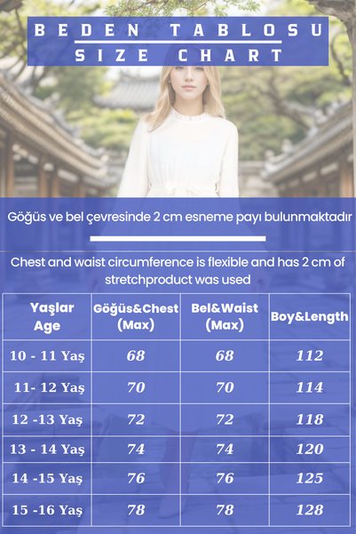 Joui Co Kız Çocuk Elbise Uzun Boydan Beyaz Şifon Elbise 11-Yaş-12 Yaş-13 Yaş-14 Yaş-15 Yaş-16 Yaş