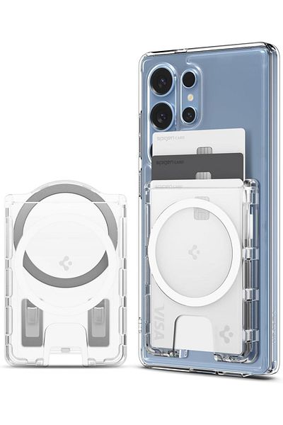 Spigen Ultra Hybrid MagFit+ 3 Card Holder for Galaxy S25 series with mag case16/15/14 Crystal Clear