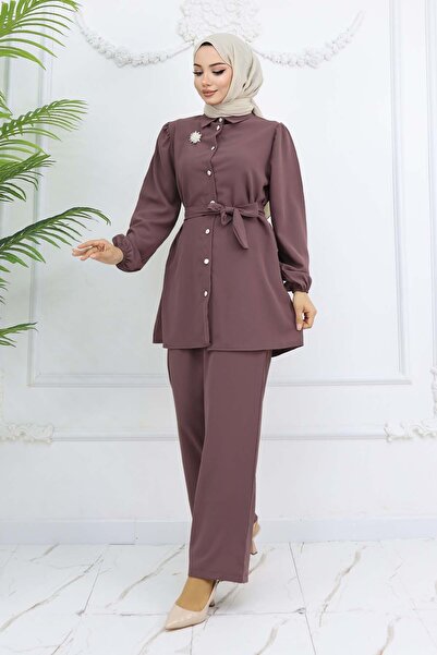 benguen Iinci Brooch Belted Double Suit 4768