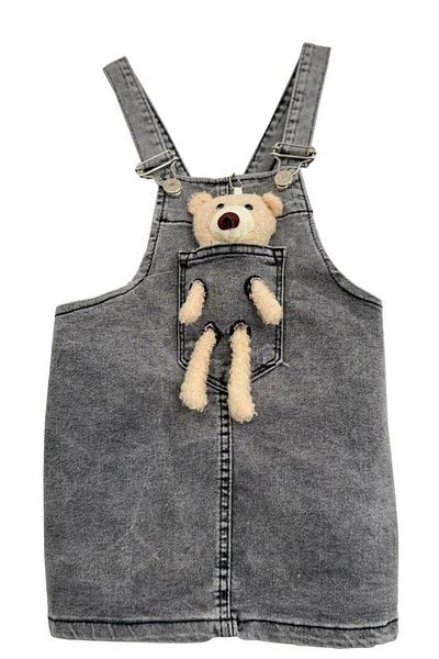 ribana Denim Skirt with Teddy Bear and Light Black Girl Slopet