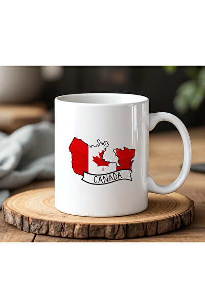 BB TRADE كوب مطبوع من السيراميك الأبيض بتصميم كندا سعة 330 مل