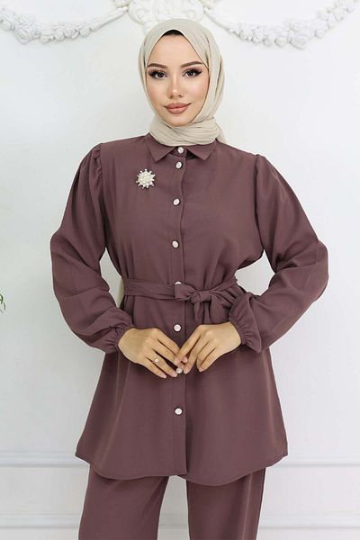benguen Iinci Brooch Belted Double Suit 4768