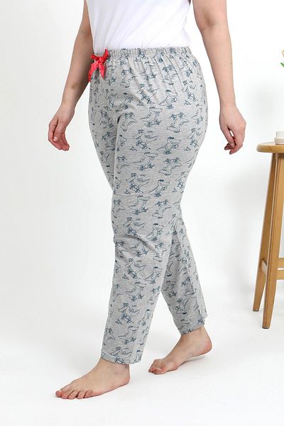 Akbeniz Pijama gri pentru femei de mărime mare din bumbac 27558