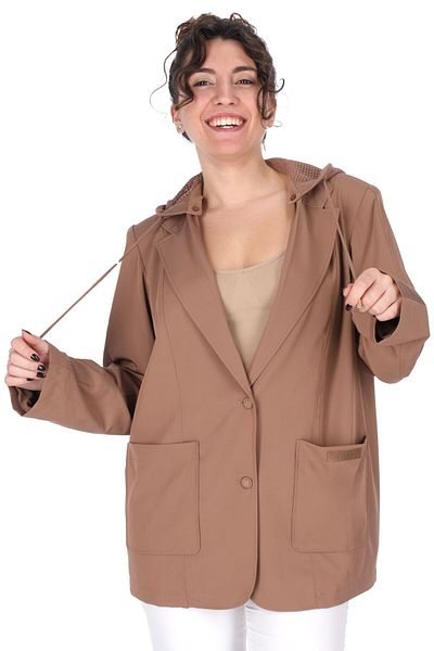 Liu Jo Women's Opening the Door Jacket Comfortable Fit Button on the Door Achieves the Door Long Sleeve Khaki