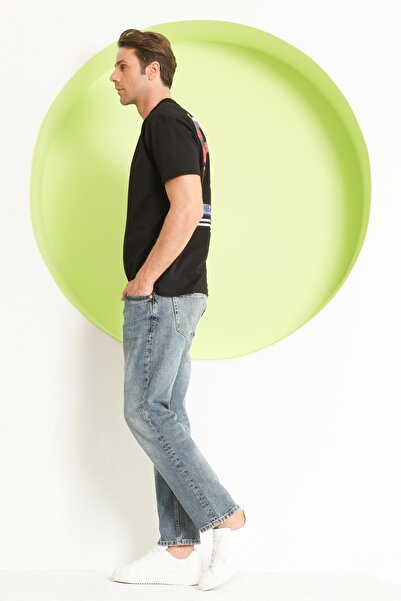 Polo State Ανδρικό μπλουζάκι Polo με στάμπα Oversize μαύρο