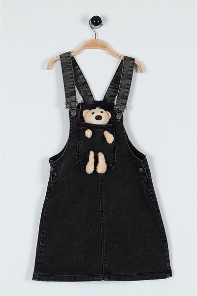 ribana Denim Skirt with Teddy Bear and Light Black Girl Slopet