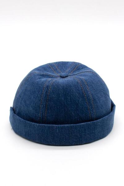 Külah Urban Koyu Mavi Docker Şapka - Sipersiz Denim %100 Pamuk Kep