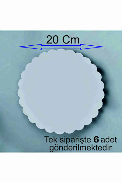 ASUDE HEDİYELİK 6 Adet 20x20 Cm Beyaz Yuvarlak Ahşap Mdf Pasta Altlığı Subla