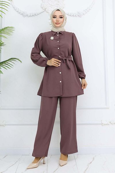 benguen Iinci Brooch Belted Double Suit 4768