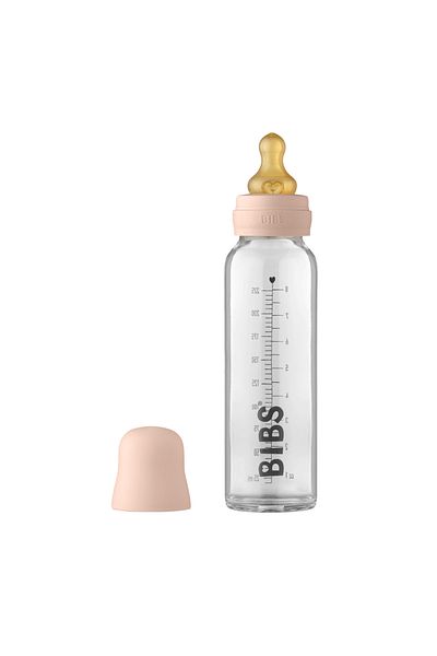 Bibs 225 ml Blush Colored Baby Bottle and Glass Baby Bottle Set