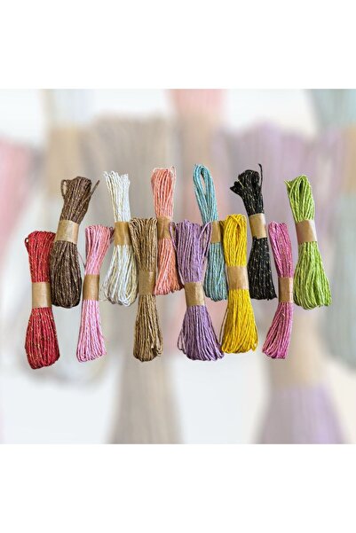 OZN AKSESUAR renkli simli  kağıt ip 12'li paket (10m)
