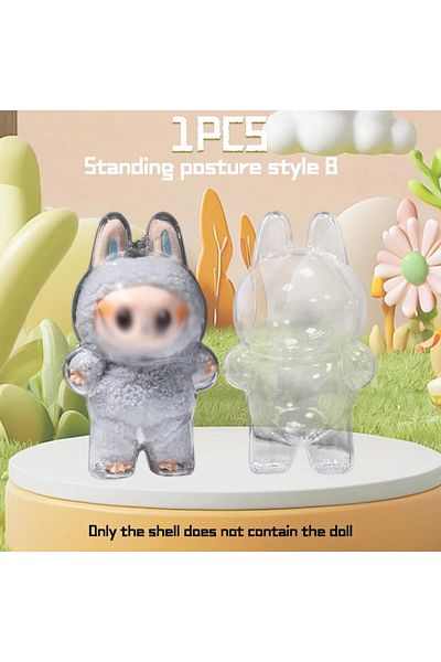 Choice no doll Shell-B Labubu Blind Box Transparent Protective Cover Thickened Dust Bag Pendant Doll Access