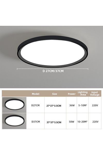 IRALAN Neutral Light 37CM Black Modern LED Ceiling Light Bathroom Waterproof Ceiling Light AC 220V Bedroom
