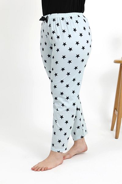 Akbeniz Pijama cu fundul Strong Woman, mărime mare, bumbac Ice Blue 27557