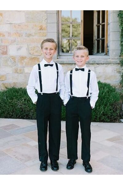 bebek_iklimi Red Children's Trouser Suspender Bow Tie Set 1-9 Years April 23 Show Outfit Accessory