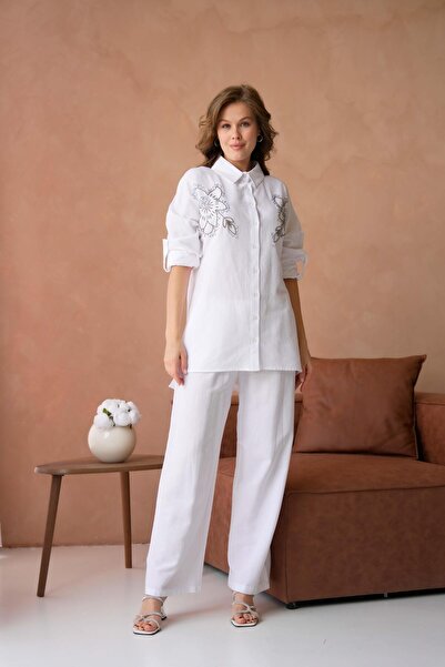 BURRASCA Bead Embroidered Linen Suit