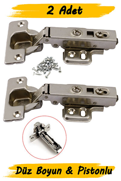 Badem10 (PİSTONLU) 2 Adet Frenli Mutfak Vestiyer Dolabı Mobilya Kapak Kapağı Metal Düz Krom Tas Menteşe