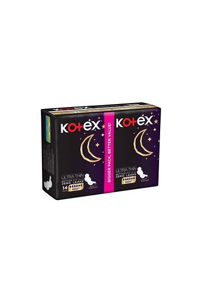 Kotex فوط نسائية كوتكس 14فوطة الترا الرفيعة ليلية بالاجنحة