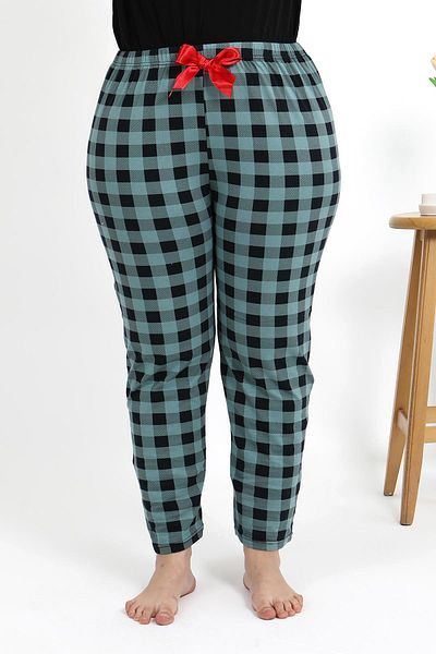 Akbeniz Women's Cotton Oversize Bottom Pajamas 27557 Turquoise