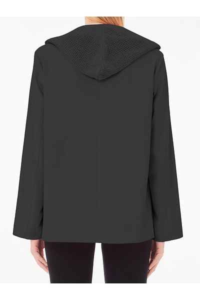 Liu Jo Women's Comfortable Fit Hooded Black Jacket with Pocket Detail Long Sleeve Button Closure 5282Ts