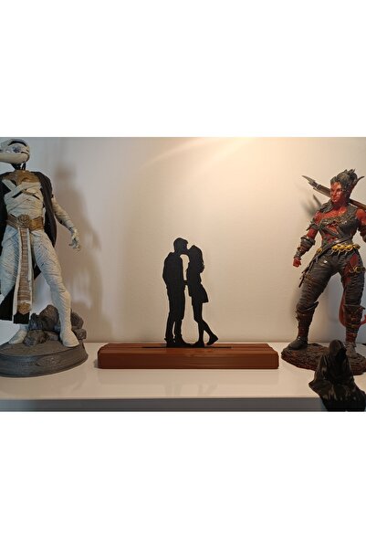 EMAKE3D Dekoratif 3D Baskı Aşık Çift Silueti - Romantik Ev ve Ofis Aksesuarı