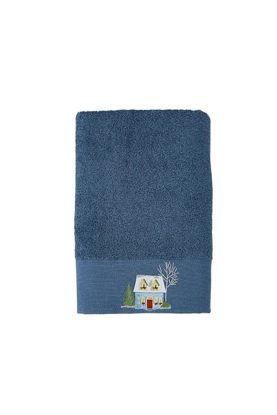 KİRAZHOME Prosop din bumbac brodat Mountain House Indigo (50X90)