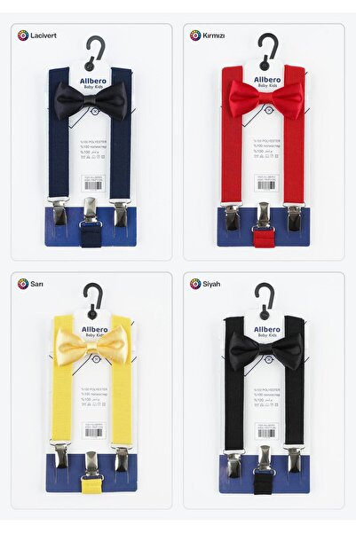 Baby Clime Mor Renk Çocuk Pantolon Askı Papyon Seti 1-9 Yaş Kutlama ve Tören Kıyafet Aksesuarı