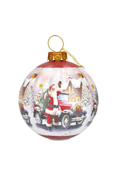 Empressco 30cm Renkli Noel Baba Desenli Işıklı Yılbaşı Topu Keyifli Dekorasyon