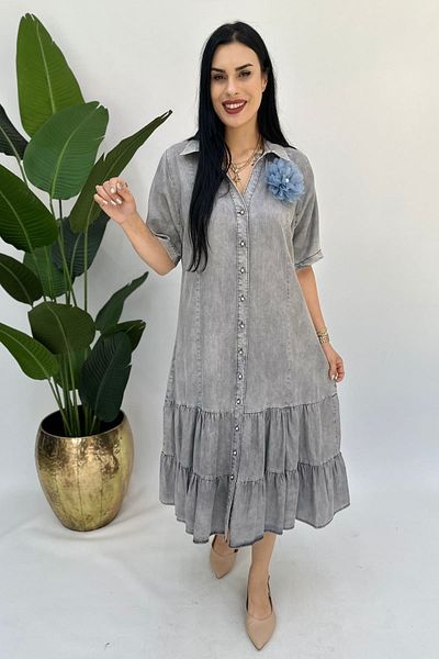 GÖKSEL Flower Collar Pin Large Size Dress