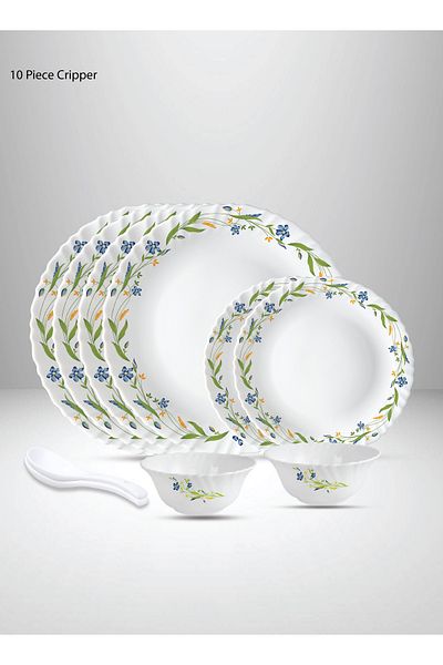 British Chef 10 Pieces Opalware Dinner Set | Microwave, Dishwasher & Frezzer Safe | Cripper Dinnerware set