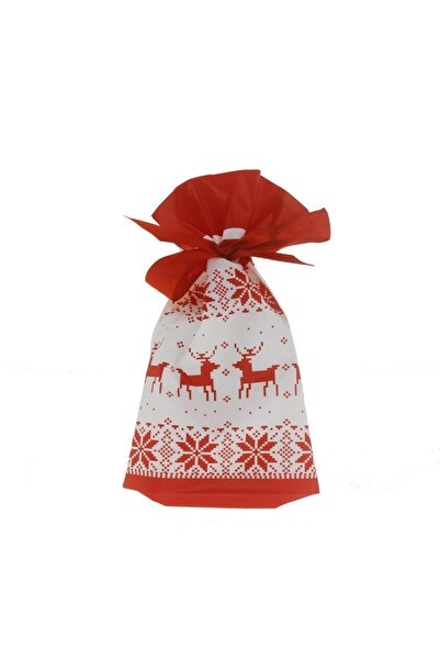 mutlu adım 10 bucăți pungi de plastic de 15x23 cm cu panglică și cerb de Crăciun
