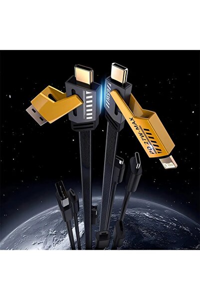 Cable fast Charger 65w 4 In 1 Naylon Örgülü Pd Hızlı Şarj Kablosu Iphone Android Uyumlu Kablo