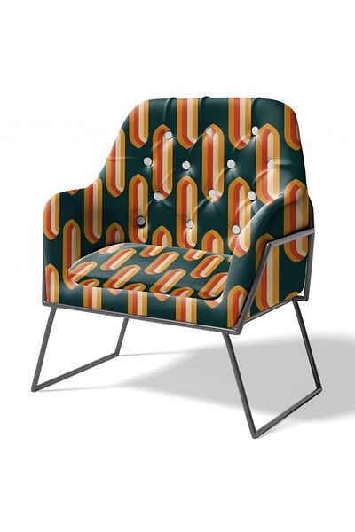 KumaşEvi Retro Geometric Patterned Polyester Fabric - Suitable for Upholstery, Bags, Cushions and Cover Use (1 m)