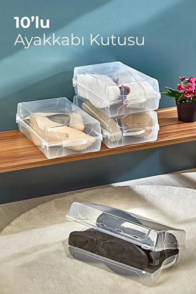 Kitchen Life 10-Piece Transparent Shoe Storage Box - Women's Shoe Rack