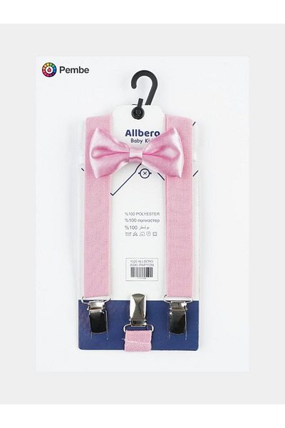 bebek iklimi Pink Children's Bow Tie Trouser Suspender Set 1-9 Years Old Reading Day Costume Accessory